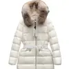 Chamarra ligera de plumón Moncler m-brand con cuello de piel, corte ajustado, para mujer, estilo corto, cuerpo acanalado ajustado, engrosada, cálida, casual