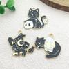10 Halloween Black Cat Series Moon Cat Cute Acessórios Pingente Acessórios DIY Liga Pingente de Óleo