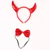Faixa de Cabeça com Chifres de Halloween Conjunto de Tridente Faixa de Cabeça de Diabo Vermelho Adereços para Show de Máscaras Infantil e Adulto