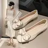 Zapatos de vestir mocasines de suela blanda, punta cuadrada poco profunda, con pajarita, para comercio exterior transfronterizo, zapatos planos, nuevos mocasines slip-on de suela blanda para primavera-verano