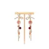 Pendientes de Clip sin Perforar, Pendientes de Meteoro, Pendientes Rojos con Lazo para Otoño e Invierno y Año Nuevo, Pendientes Dulces de Diseño de Nicho