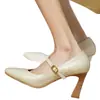 Tacones Altos Mary Jane Retro Franceses para Mujer, Tacones Finos, Nuevo Modelo 2026, Primavera y Otoño, Piel Genuina, Punta Cuadrada, Correa Única, Zapatos de Salón de Boca Baja