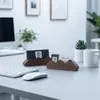 Portatarjetas de Madera Maciza con Forma de Montaña, Caja Creativa de Almacenamiento de Tarjetas de Visita de Nogal Negro, Soporte de Exhibición de Tarjetas de Visita para Escritorio de Oficina con Diseño de Pico de Montaña