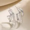 Brincos Aogu Europeus e Americanos Transfronteiriços Mais Vendidos Moda Luxo Leve Duplo C Aço Inoxidável para Mulheres, Design Único Brincos Versáteis Novos