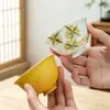 Nuevo soporte de cerámica para tetera de osmanthus pintado a mano, una bandeja de té pequeña y fresca de color amarillo anaranjado para uso doméstico, una mesita de té pequeña y accesorios para ceremony de té para servir té y bocadillos