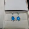 Nuevo Conjunto de Cuatro Piezas de Moda Estilo Chino Lujo Ligero Gama Alta Rosa Azul Hielo Cuentas Ovaladas Calcedonia Sintética Incrustaciones Collar y Pendientes