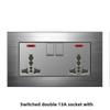 Enchufe Eléctrico Británico 13A Carga Rápida USB tipo-c Estándar Británico Pie Cuadrado Panel Metálico Gris Aluminio Dibujado con Alambre Edición Hong Kong y Macao