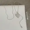 Colar Puxador de Coração de Metal Trançado para Mulheres, Design Simples, Corrente de Suéter Choker Estilosa e Moderna