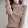 100 Algodão Semi-alta Pescoço Malha Slim-fit Algodão Camisola Outono e Inverno Novo Top Interno Stylike Camisa Base de Manga Comprida para Mulheres