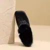 Jinbu Retro Outono/Inverno Novo Estilo Salto Grosso Sapatos de Pelo Patchwork Estampa de Leopardo Sapatos de Couro com Forro de Lã, Sapatos de Algodão Quentes e Versáteis