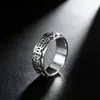 Anel Masculino Giratório de Prata 990 Esterlina Autêntica, Prata Tailandesa da Moda, Artesanato Vintage, Anel de Cinco Imperadores para Atrair Dinheiro