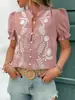Camiseta bordada de manga abullonada con botones frontales abiertos para mujer, comercio electrónico transfronterizo, Amazon europeo y americano, primavera/verano 2026