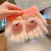 Guantes de Dedos Lindos para Niños Niñas Invierno Prueba de Frío Cálido Juego de Cinco Dedos Conjunto Completo de Dedos Tejido para Bebé Niños de Invierno