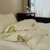 Conjunto de capa de edredom e lençóis de algodão puro de camada dupla com renda simples minimalista, amigo da pele, para todas as estações, conjunto de cama para quarto