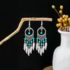 Pendientes de Borla de Plata Miao Estilo Étnico, Pendientes de Borla Turquesa Bohemios, Pendientes de Atracción Turística de Minorías Étnicas