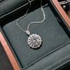 Collar de diamantes de lujo con forma de girasol de 5 quilates para mujer, elegante y ligero colgante de flor de diamante de imitación con circonita y cadena de clavícula.