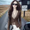 Suéter Cardigan de Punto Falso Dos Piezas Cuello Halter en V Ropa de Primavera para Mujer Nuevo Estilo 2026 Top Único Súper Atractivo