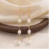 Pendientes de borla con imitación de perla en forma de cruz, versátiles para el verano, estilo suave para mujer, tachuelas, nueva joyería 2026