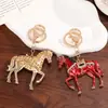Tendência Nacional Novo Estilo Chinês Chaveiro de Cavalo com Pedras Strass 3D Pingente de Bolsa Cavalo do Zodíaco Metálico Chaveiro de Carro