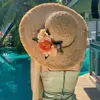 Sombrero de Playa de Paja Raffia Estilo Francés de Ala Ancha Sombrero de Protección Solar para Vacaciones en la Costa 2026 Nuevo Diseño Hueco Sombrero de Paja Parasol para Mujer
