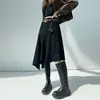 Falda Retro de Ante para Mujer, Nuevo Estilo Otoño e Invierno, Cintura Alta, Falda Asimétrica de Corte A, Falda de Paraguas