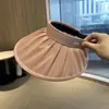 Sombrero de Sol de Verano para Mujer Estilo Coreano con Visera Vacía Anti-ultravioleta de Ala Ancha Sombrero para el Sol Pequeño para Exteriores que Afina el Rostro