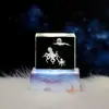 Cubo de Cristal Incrustado 3D Base Oceánica Adorno de Escritorio, Luz Nocturna Brillante, Recuerdo, Regalo Festivo