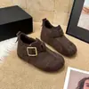 Botas Cortas Cálidas de Cuero de Alta Gama con Hebilla Moda Otoño e Invierno 2025 Versátiles Cómodas Botas de Nieve Birkenstock para Mujer