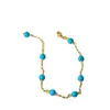 26ª Colección de Primavera Cielo Estrellado Turquesa Artificial Facetada Cadena de Cuentas Collar Pulsera de Cadena de Cuentas Turquesa Azul Versátil Vintage