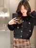 2025 Novo Estilo Lã de Ovelha Estilo Chanel Suéter de Tricô Suave Feminino Jaqueta Cardigan com Laço 3D Top