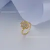Anillo Giratorio Abierto para Alivio del Estrés con Diamantes, Versátil y de Alta Gama, Anillo Giratorio Color-Conservante Chapado en Cobre, Unisex, Mayoreo