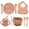 Juego de Vajilla Infantil de Amazon, Juego de Nueve Piezas para Complemento Alimenticio de Bebé, Vajilla de Silicona para Alimentar, Juego de Comida de Grado Alimenticio para Madre e Hijo