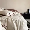 Juego puro de algodón de cuatro piezas, grado A para maternidad e infantil, jacquard 100S, juego de ropa de cama 100% algodón, suave para dormir sin ropa, incluye 4 piezas: sábana y funda de edredón