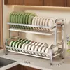 Prateleira de armazenamento de louças para uso doméstico, organizador multifuncional de utensílios, rack de cozinha ao lado da pia para hashis, pratos, tábuas de corte e tampas de panelas, com recurso de drenagem