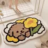 Alfombrilla antideslizante para baño, alfombrilla de puerta de inodoro de Shiba Inu de dibujos animados para dormitorio, alfombra de mascota aterciopelada, alfombrilla de suelo absorbente para baño