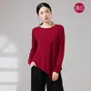Ropa de práctica de danza moderna, top irregular holgado para mujer, dobladillo asimétrico, conjunto de baile de cuello redondo