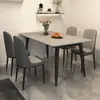 Mesa de jantar de ardósia, luxo leve para uso doméstico, conjunto moderno simples de mesa e cadeiras de jantar para apartamento pequeno, mesa de jantar retangular em ferro forjado