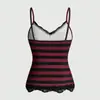 Camisola com acabamento em renda, regata feminina de verão slim fit com estampa de padrão doce e cool, adequada tanto para usar por baixo quanto por cima, estilo sexy europeu e americano