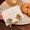 Brincos Florais Retrô Cor de Café Estilo Hong Kong para Mulheres, Brincos de Tarraxa Fogos de Artifício Versáteis da Moda, Brincos de Celebridade da Internet Atacado