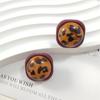 Aretes Franceses Maillard Retro con Estampado de Leopardo Diseño Nicho Aretes de Alta Gama Femeninos Versátiles Simples Joyería para la Oreja