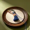 Feito à mão, com cores em degradê, borla de nó de diamante, anel de fio de algodão, chaveiro, pingente de bolsa e broche