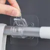 Soporte para barra de cortina de puerta sin perforaciones, parche sin costuras, hebilla de estante de almacenamiento fuerte, gancho de garra adhesivo para barra horizontal