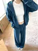 Conjunto Esportivo Casual Azul Outono Inicial Moletom Roupa Externa Feminina Outono Inicial Estilo Coreano Conjunto Completo Roupas Fitness