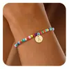 Pulseira Colorida com Inicial Estilo Boêmio Transfronteiriça Ajustável Não Desbota Fashionável Exquisite Presente Joia de Mão para Mulheres