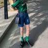 Shorts jeans pretos para mulheres, estilo fino de verão, novo 2026 cintura alta caimento solto, perna reta afina perna larga calça de cinco pontas