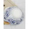 Tigela de porcelana azul e branca cerâmica doméstica porcelana azul e branca cerâmica ramen tigela de macarrão com sopa de carne macarrão pequeno de Chongqing tigela de ramen de Lanzhou
