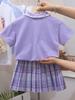 Falda JK para Niñas Verano 2025 Nuevo Estilo Universitario Traje de Manga Corta para Niños Vestido Kulomi Elegante para Bebé