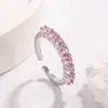 Anel Rosa Sakura com Pedras de Diamante, Estilo Palácio Retrô, Design Lindo, Versátil e Fashion, Anel Super Brilhante para Dedo Indicador, Joia para Mão Feminina