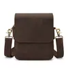 Malunte Bolsa Cruzada Vertical para Hombre de Cuero Crazy Horse de Gama Alta Doble Capa Hombro Único para Hombre Bolso Mensajero Pequeño Retro de Cuero Genuino para Hombre