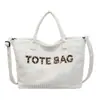 Bolso bandolera de gran capacidad para mujer, nuevo, popular y versátil, bolso de mano de pana para mujer, bolso tote estampado con letras